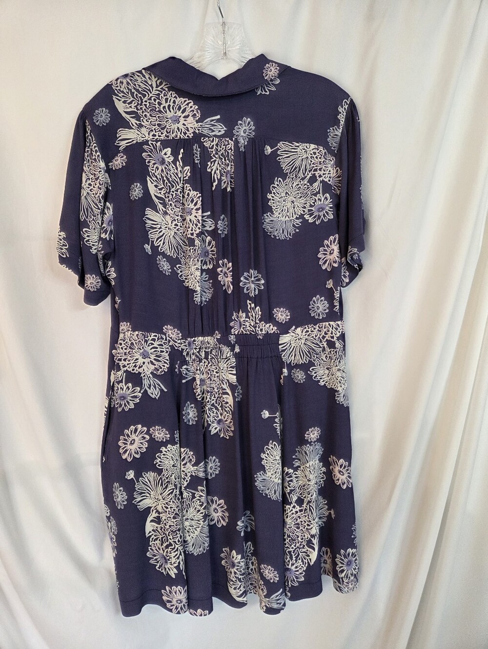 Free People Navy/White Floral Hawaii Washed Mini Dress Size M - Picture 3 of 9